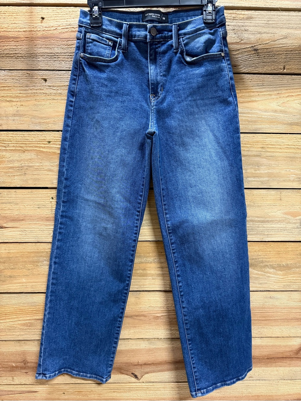 Just Black Denim Women's Blue Medium Wash High Rise Straight Jeans, Size 26